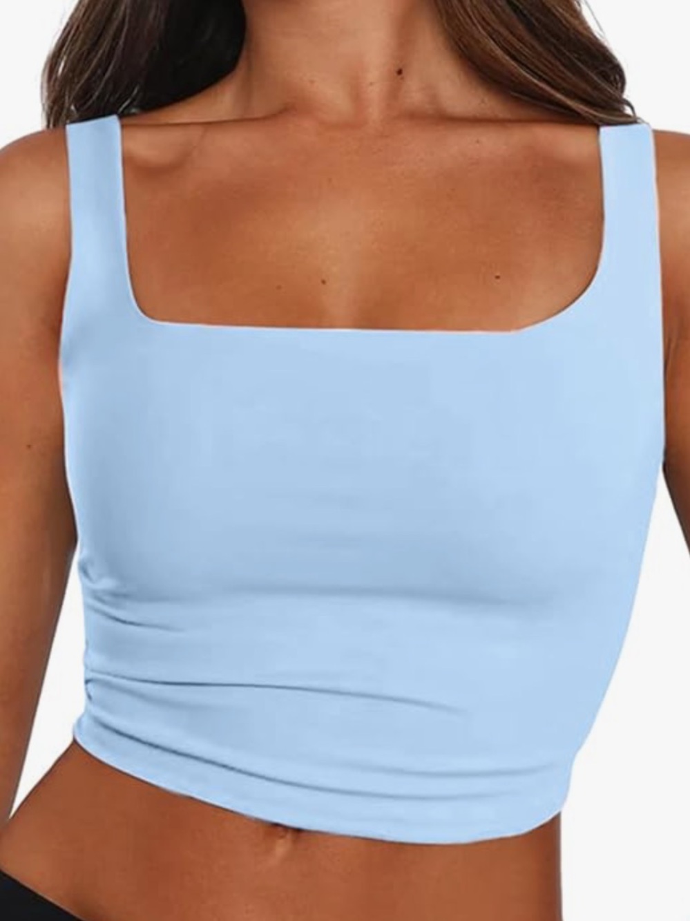 zeagoo Light Blue Square Neck tank top Crop Top